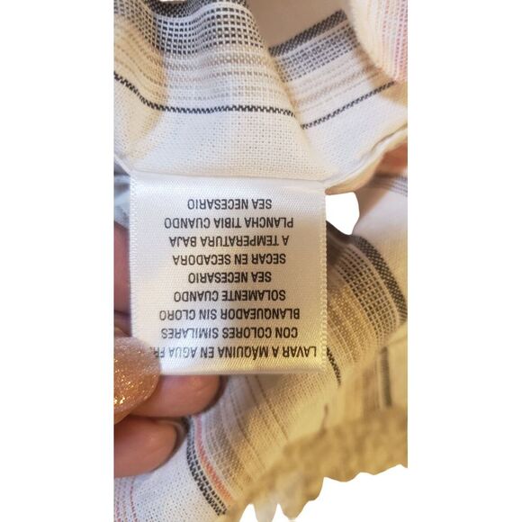 NWT Tasso Ella Island XL 100% Cotton White Orange Tan Striped Button Front Shirt - Picture 13 of 16